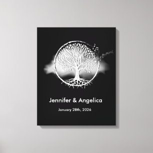Rustic Wedding Fingerprint Tree Canvas Print