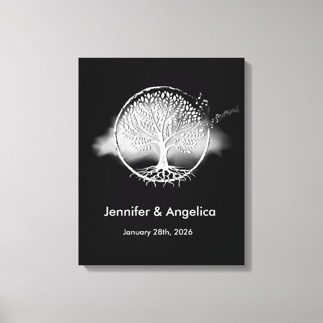 Rustic Wedding Fingerprint Tree Canvas Print (Front)