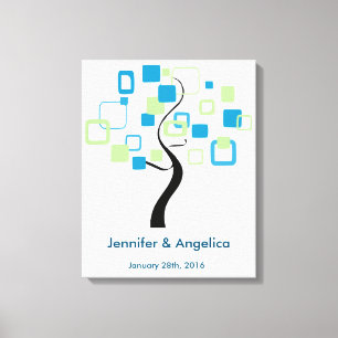 Rustic Wedding Fingerprint Tree Canvas Print