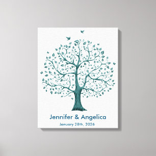 Rustic Wedding Fingerprint Tree Canvas Print