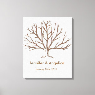Rustic Wedding Fingerprint Tree Canvas Print