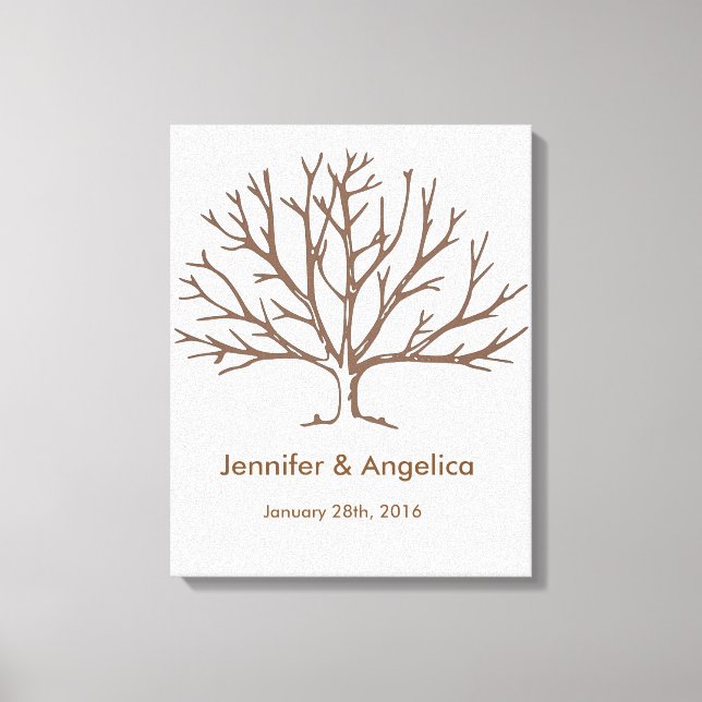 Rustic Wedding Fingerprint Tree Canvas Print (Front)