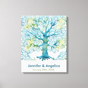 Rustic Wedding Fingerprint Tree Canvas Print