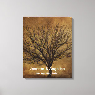 Rustic Wedding Fingerprint Tree Canvas Print