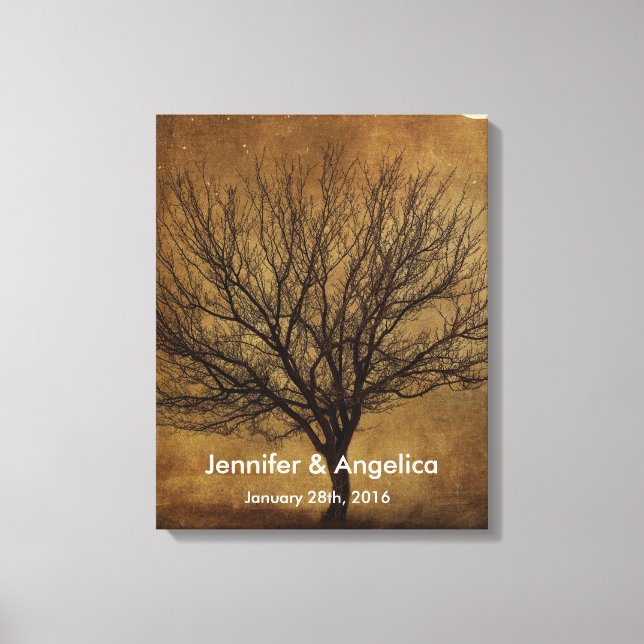 Rustic Wedding Fingerprint Tree Canvas Print (Front)