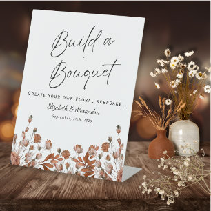 Rustic Wedding Floral Build a Bouquet   Pedestal Sign