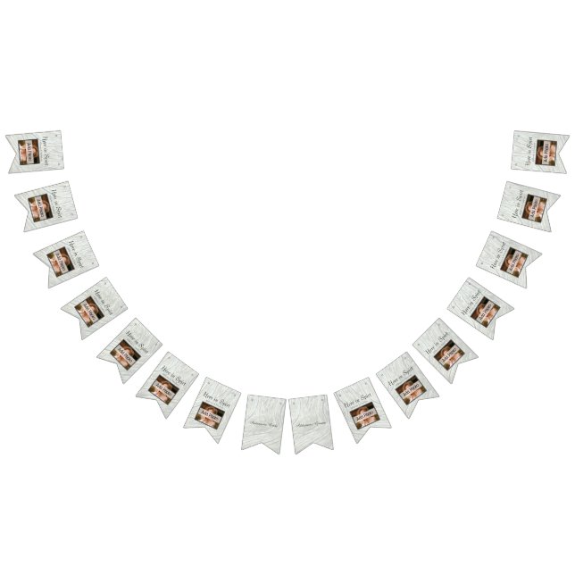 Rustic Wedding  Grey Wood Add your photos Bunting Flags (All)