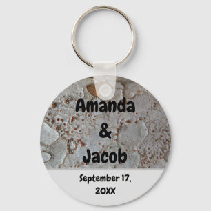 Rustic Wedding Guest Tree Bark Photo Favor Keychain