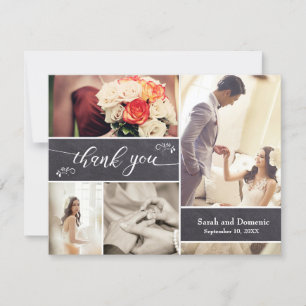 Rustic Wedding Horizontal Photo Collage Thank You Card