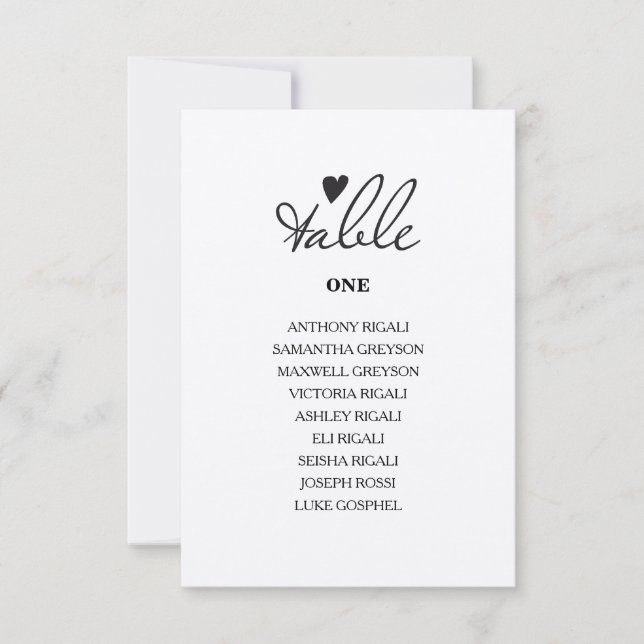 Rustic Wedding Individual Tables Seating Plan Invitation (Front)