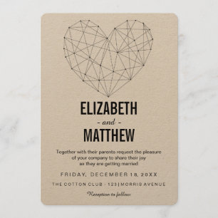 Rustic Wedding invitation geometric minimalist