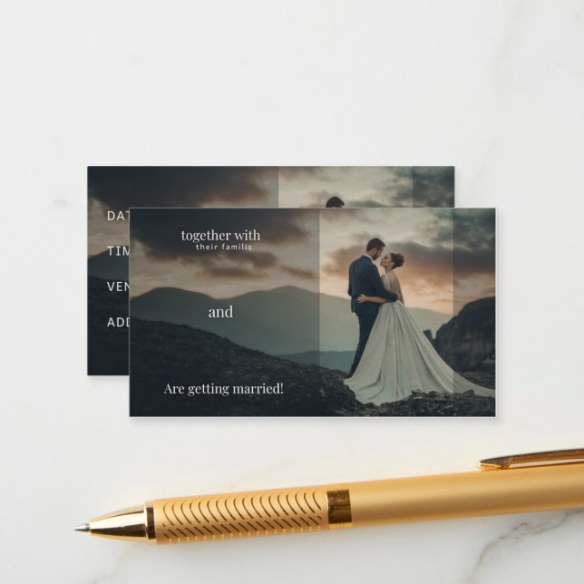 Rustic Wedding Invitation - Getting married (Devant/Arrière en situation)