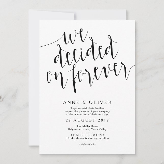 Rustic Wedding Invitation | We Decided on Forever (Front)