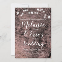 Rustic Wedding Log Lights Elegant Script