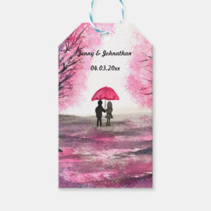 Rustic wedding love couple cherry blossoms tree gift tags