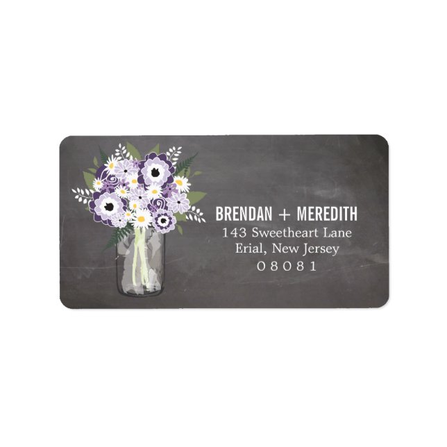 Rustic Wedding Mason Jar and Floral Label (Front)