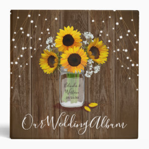 Rustic Wedding Mason Jar Sunflower Babys Breath 3 Binder