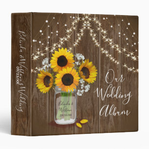 Rustic Wedding Mason Jar Sunflower Babys Breath Binder