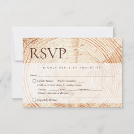 Rustic Wedding meal choices Wood tree bark RSVP Card