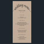 Rustic Wedding Menu Brown Kraft Card<br><div class="desc">Rustic Wedding Menu Brown Kraft Card.
For further customization,  please click the "customize further" link and use our design tool to modify this template.</div>