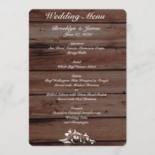 Rustic Wedding Menu Custom Invitations