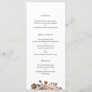 Rustic Wedding menu, Vintage boho menu