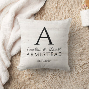 Rustic Wedding Monogram Couple  Throw Pillow