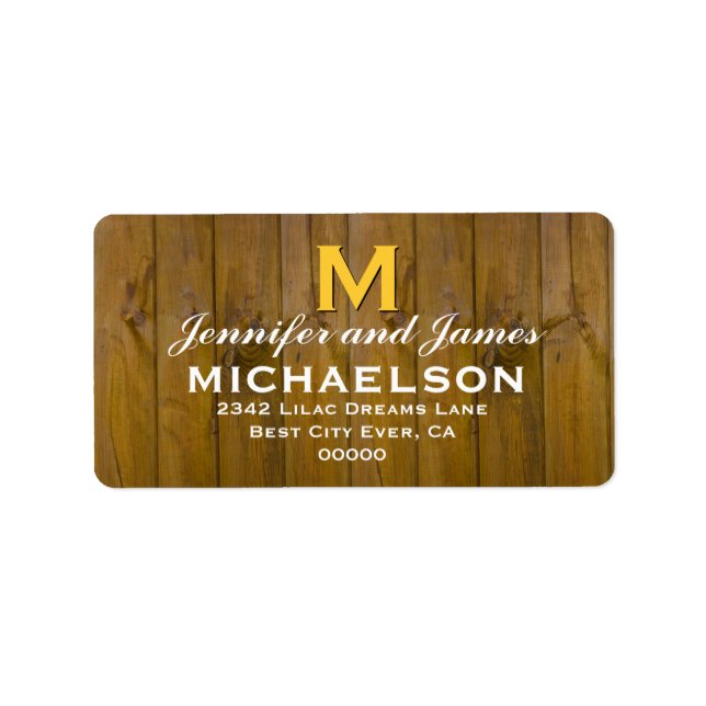 Rustic Wedding Monogram M Template V06 Label (Front)