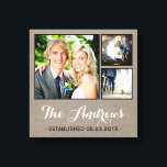 Rustic Wedding Monogram Photo Collage Canvas<br><div class="desc">Add three of your favourite wedding photos to create a beautiful unique photo collage canvas art print. Personalize the design with your family name monogram and wedding date or other custom text. Click Customize It to move photos or change text fonts and colours to create a unique one of a...</div>