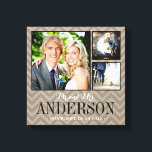 Rustic Wedding Monogram Photo Collage Canvas Print<br><div class="desc">Add three of your favourite wedding photos to create a beautiful unique photo collage canvas art print. Personalize the design with your family name monogram and wedding date or other custom text. Click Customize It to move photos or change text fonts and colours to create a unique one of a...</div>
