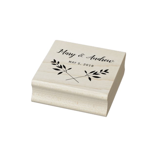 Rustic Wedding Monogram with Twigs Rubber Stamp (Stamp)