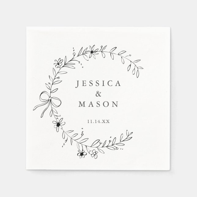 Rustic Wedding Napkins - Cocktail Napkin (Front)