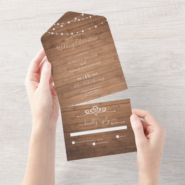 Rustic Wedding no menu options All In One All In One Invitation (Tearaway)