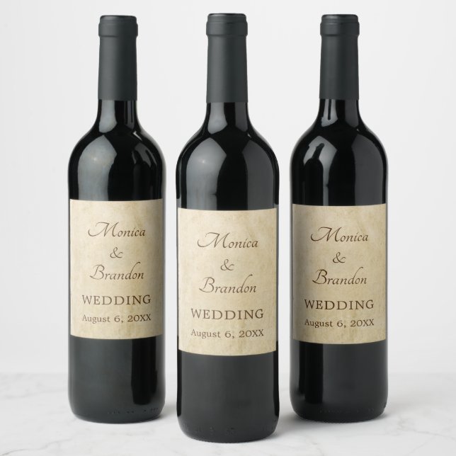 Rustic wedding old paper vine bottle labels (Bottles)