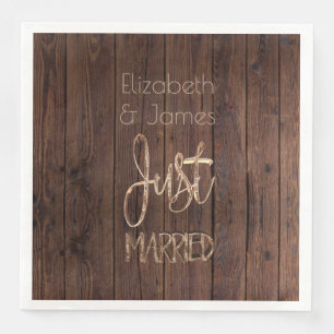 Rustic Wedding Party Brown Country Just Married Napkin