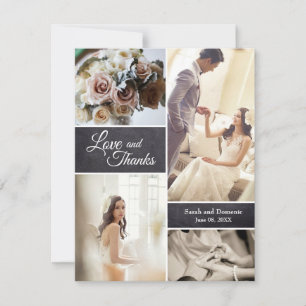 Rustic Wedding Photo Collage Love and Thank You Announcement