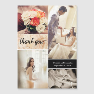 Rustic Wedding Photo collage Wood Grain Thank You 