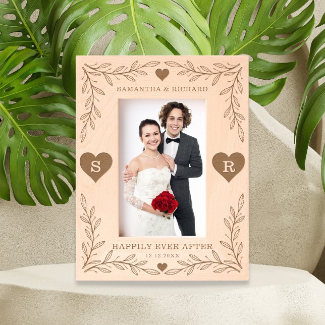 Rustic Wedding Photo Custom Names Monogrammed Etched Frames (Creator Uploaded)