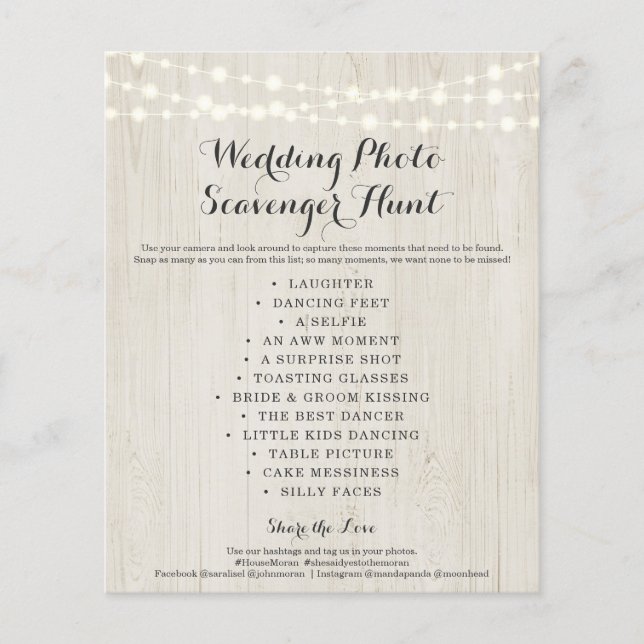 Rustic Wedding Photo Scavenger Hunt I Spy Game Fly Flyer (Front)