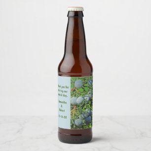 Rustic Wedding Pine Branch Berries Thank You Beer Bottle Label