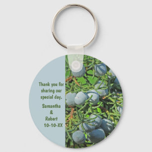 Rustic Wedding Pine Tree Berries Guest Favor Keychain
