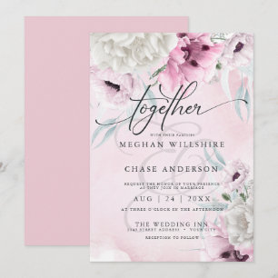 Rustic Wedding Pink Floral Invitation