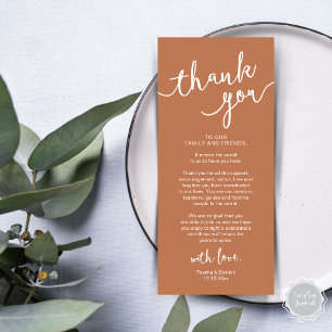 Rustic Wedding Place Setting Dinner Thank you Card