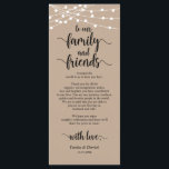 Rustic Wedding Place Setting Thank You Card<br><div class="desc">This is the Modern Rustic string lights, brown kraft background themed, Dinner Place Setting Thank You Cards. Share the love and show your appreciation to your guests, when they sit down at their seat and read this personalised charming thank you place setting card. It's a wonderful way to kick off...</div>