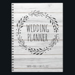 Rustic Wedding Planner Wood and Wreath Notebook<br><div class="desc">This notebook is perfect for the bride-to-be to keep track of wedding planning details. Perfect as a gift or as a practical purchase!</div>