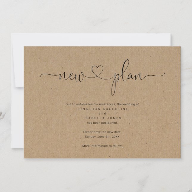 Rustic Wedding Postponement Announcement (Front)