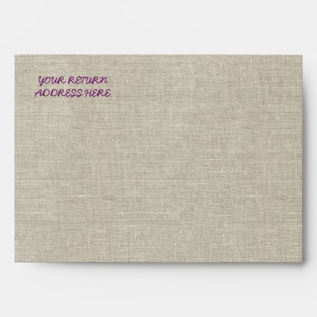 Rustic Wedding Purple Linen Lace Envelopes (Front)