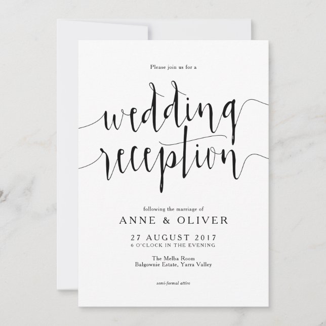 Rustic Wedding Reception Invitation (Front)