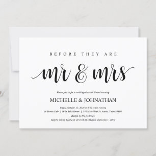 Rustic Wedding Rehearsal Dinner, Black and White Invitation