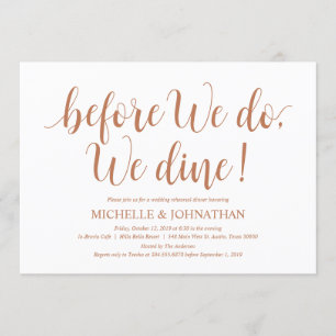 Rustic Wedding Rehearsal Dinner, Copper Colour Invitation